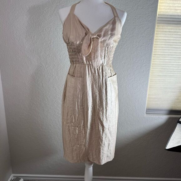 Betsey Johnson Pearl Colored Halter Dress Size 8 - Picture 1 of 12